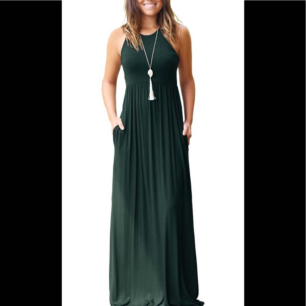 NEW Summer sleeveless, racerback, loose fitting, maxi dress with pockets